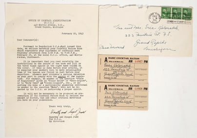 Office of Cocktail Administration Letter & Ration Book Cards [204478]
