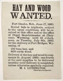 Fort Omaha Broadside for Hay & Wood to Fort Bridger, Wyoming, 1880 [204617]