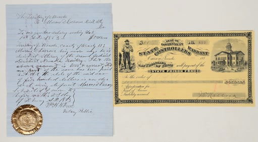 Carson City Government Documents incl. 1863 Document w/ Rare Seal [202465]
