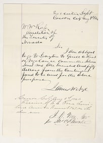 Request from Governor Nye for Expenses to Quell Riot in Dayton, NT, 1864 [202461]