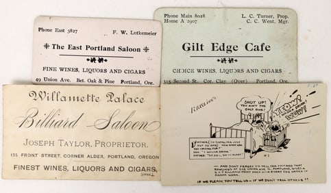 Portland, Oregon Saloon Business Cards, c.1870-1900 [190283]
