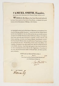 Early 1800's Canadian Marriage License [201403]