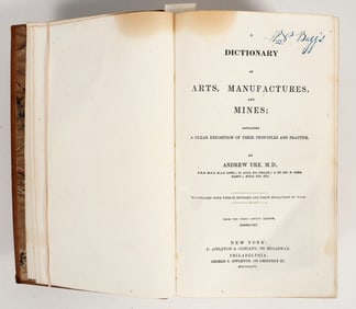 Ure's Dictionary of Arts, Manufactures & Mines 1846 Autographed by Famous Artist [204494]