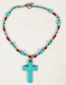 Turquoise Cross Necklace [204711]