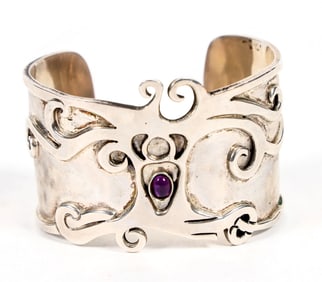 Amethyst, Chunky Handmade Art Nouveau Bracelet, Heavy [202148]