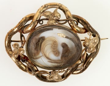 Hair Locket Brooch, 10K Gold, Exquisite [202578]