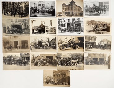 Early Fire Dept. Postcards of Interest, Real Photos (~15) [201853]