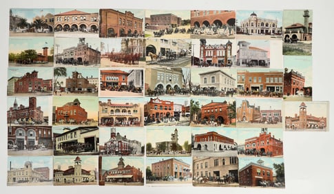 Early Mid and Western States Fire Station Postcards with Apparatus on Display (39) [200762]
