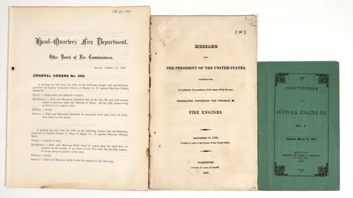 19th Century Fire Department Related Government Documents [198193]