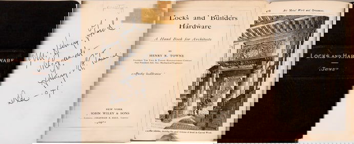 First Edition Book of Locks and Hardware by Henry Towne, 1904, Ex. Ford Library [125602]