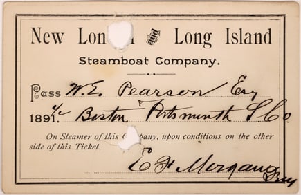 New London & Long Island Steamboat Company Pass  1891 [134689]