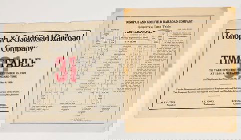 Tonopah & Goldfield Railroad Time Tables [201354]