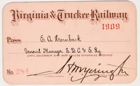 Virginia & Truckee Railway Annual Pass, 1909 [201499]