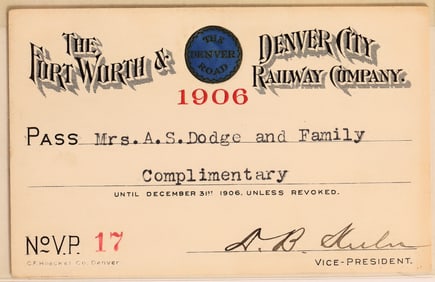 Fort Worth & Denver City Railway Pass, 1906 [172082]