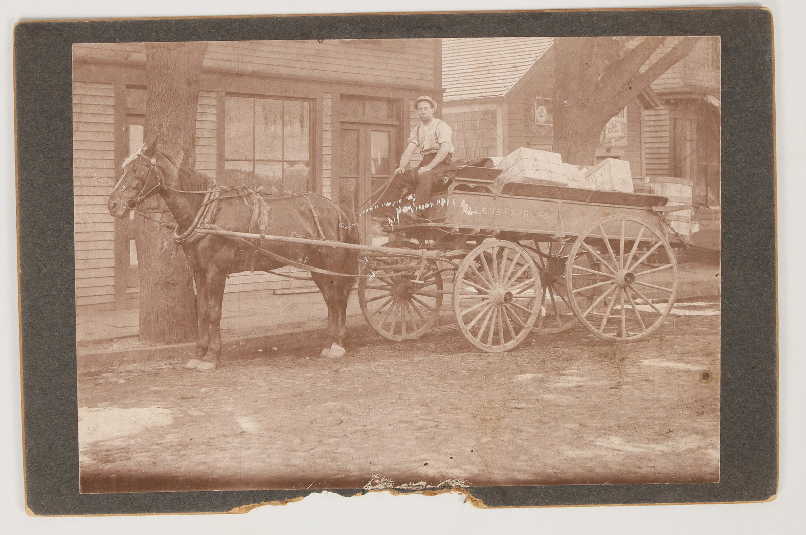 Photograph of Allen's Express Company C.1909 [205827]: This is a very clear photograph of a horse drawn wagon detailed as "Allens Express" Company about 1909. A court case develops where Allens Express is challenged by the Massachusetts Supreme Court as a