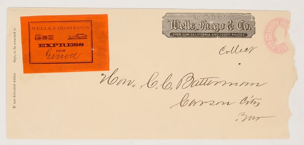 Wells Fargo & Co. Express Envelope from Genoa, Nevada, c.1861 [202463]