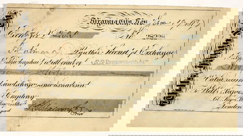 Wells Fargo Second of Exchange, Virginia City, Nevada 1877 [204532]