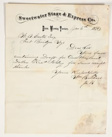 Sweetwater Stage & Express Company Letterhead, Bryan, Wyoming Territory, 1871 [202736]