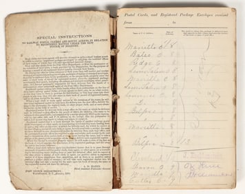 Ohio Post Office Package Register, c. 1880 [201060]