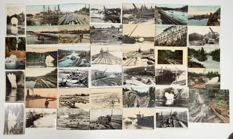 Logging Ponds, Shutes, Rafts, and Flume Postcards (40) [200772]