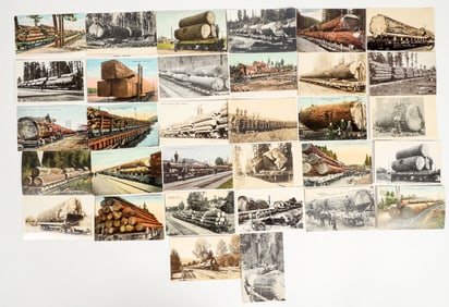 Postcards of Logs Ready for Trip to Lumber Mill by Rail (32) [200769]