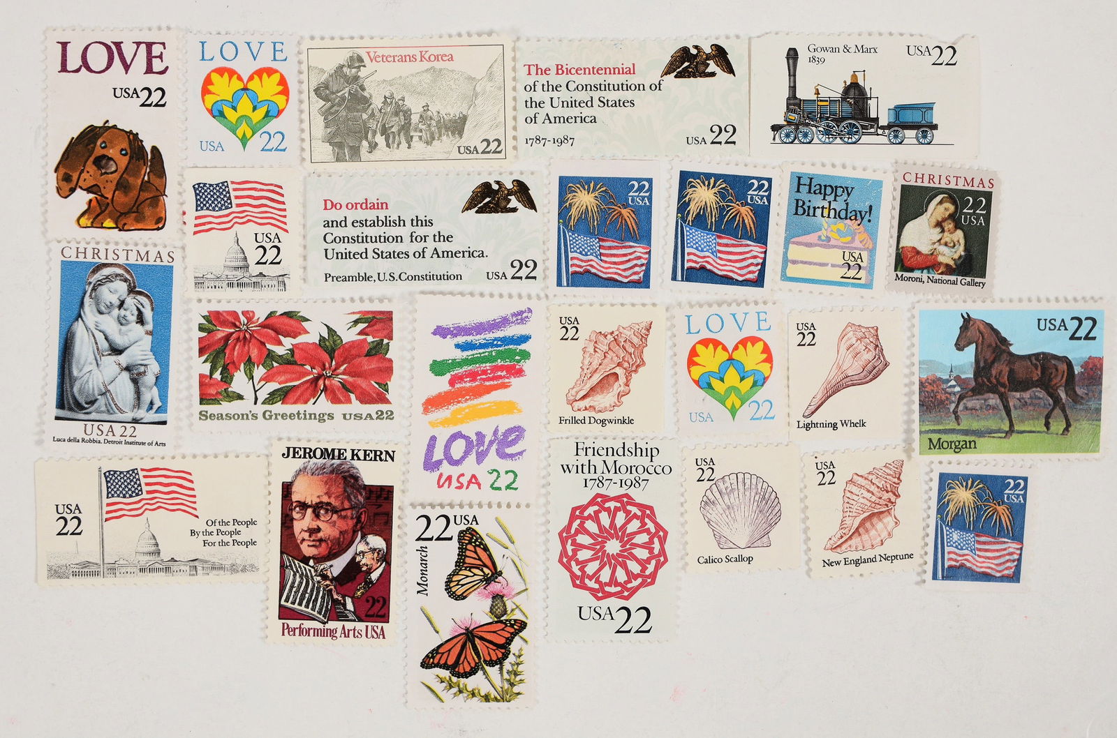 U.S. Postage Stamps-Can Still be used. [202519]: Lot of 14 packets. Each packet contains 300 uncancelled, mint current U.S. stamps. .04-.22 cent stamps. The value is $624.00. There is no gum and will need a glue stick. ^Date: c2000Country (if not US