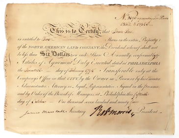 Robert Morris, Signer of Declaration of Independence, Autographed Stock [197504]