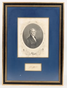 Thomas Jefferson Framed Autograph Cut Square & Print [203982]