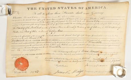 1821 General Land Office Patent Signed by President James Monroe [201898]
