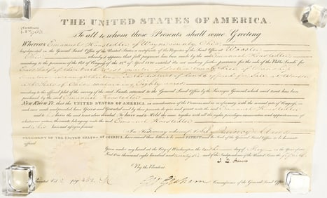 1826 Land Patent Signed by President John Quincy Adams [201897]