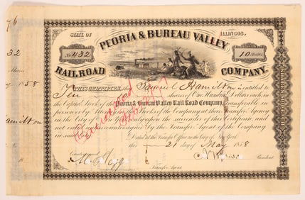 Senator & Lincoln Appointee N.B. Judd Signed Stock Certificate [182191]