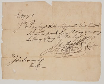 Captain William Cogswell Revolutionary War Payment Receipt, 1779 [205364]