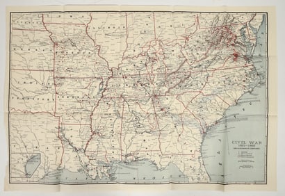Civil War Map of Battlefield & Troop Routes, 1861-65 (1893 Printing) [203572]