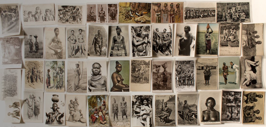 Native African Themed Post Cards: This is a lot of 44 post cards, mostly featuring women from the various tribes of Africa including Zulu, Pigmies, Mdumma, Nyangori and Turkana. There are about 5 misc. post cards featuring the Native 