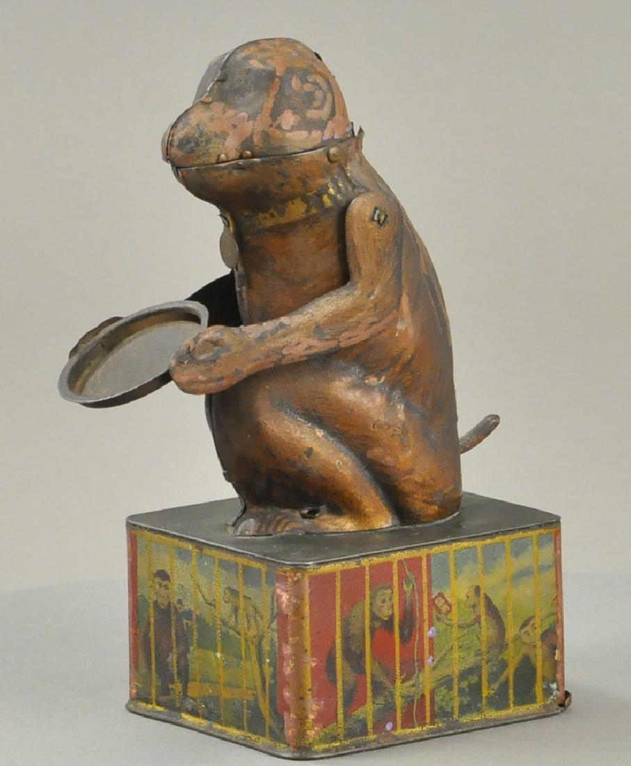 TIN MONKEY TIPS TRAY MECHANICAL BANK - GERMAN (1 of 3)