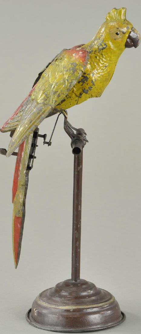 GERMAN TIN PARROT ON PERCH (1 of 3)