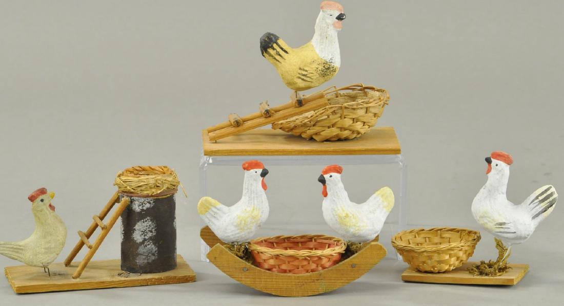 FOUR COMPOSITION CHICKENS WITH NEST (1 of 2)
