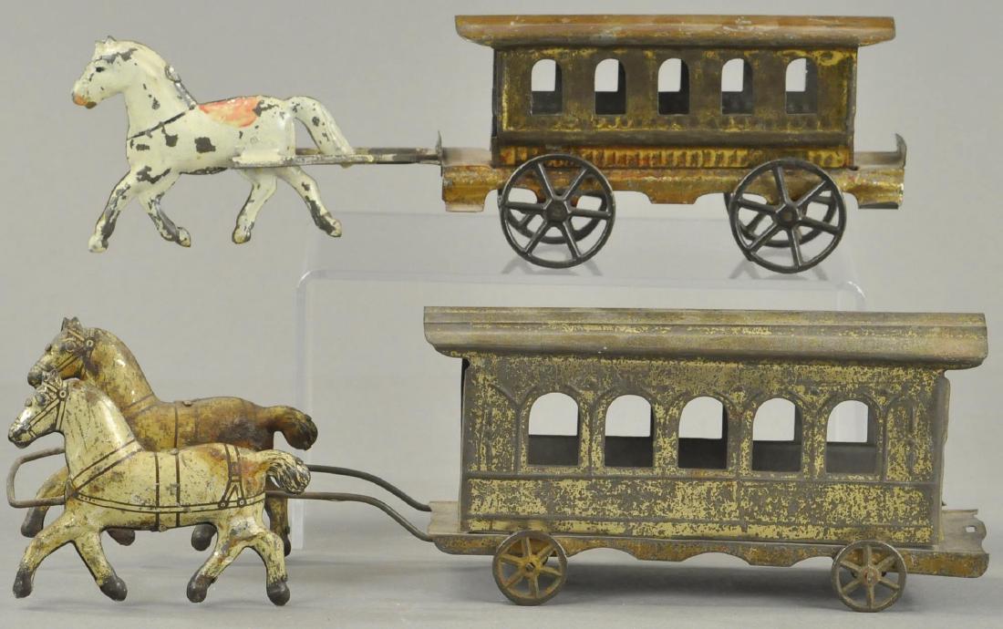 PAIR OF AMERICAN TIN TROLLEYS (1 of 2)