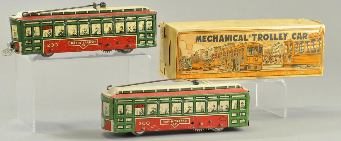 PAIR OF MARX TROLLEY CARS IN BOX (1 of 2)