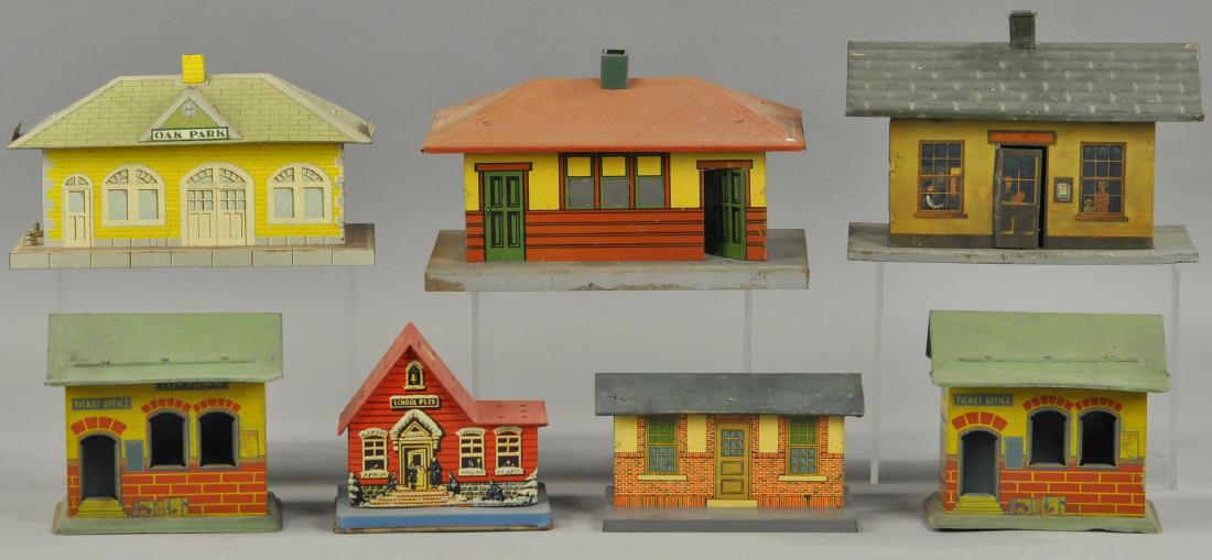LOT OF SEVEN PRE-WAR TRAIN STATIONS (1 of 2)