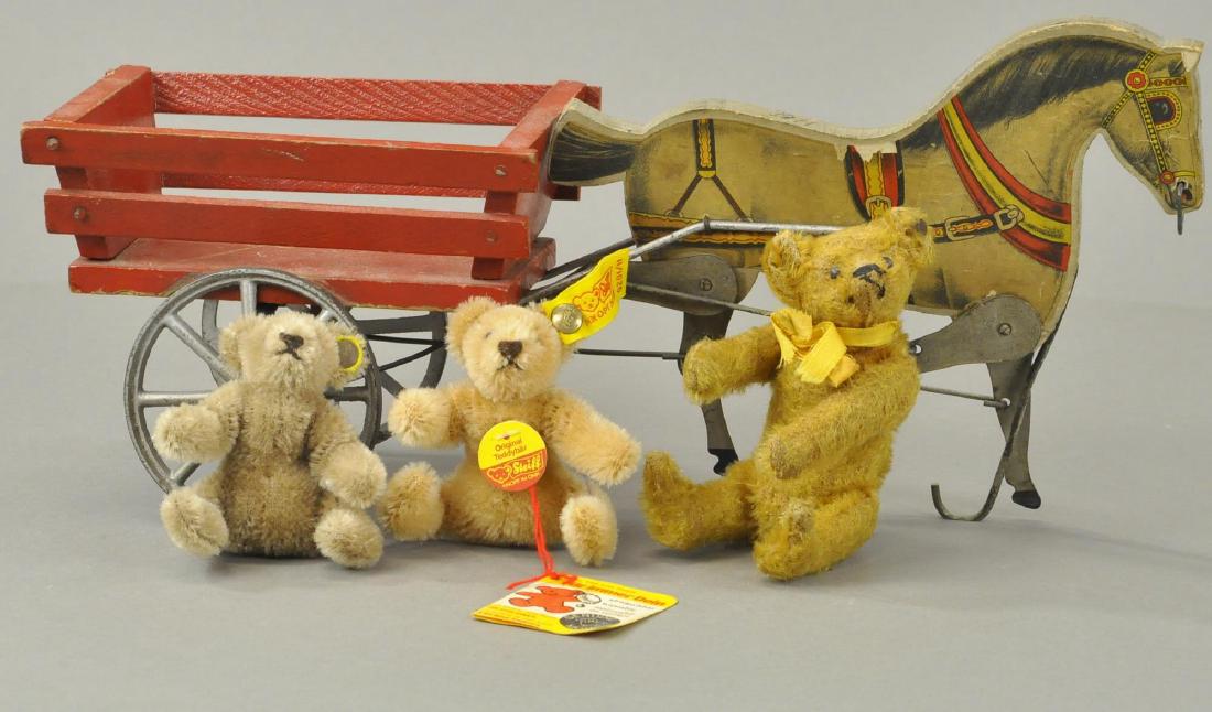 THREE STEIFF BEARS IN A GIBBS WAGON (1 of 4)