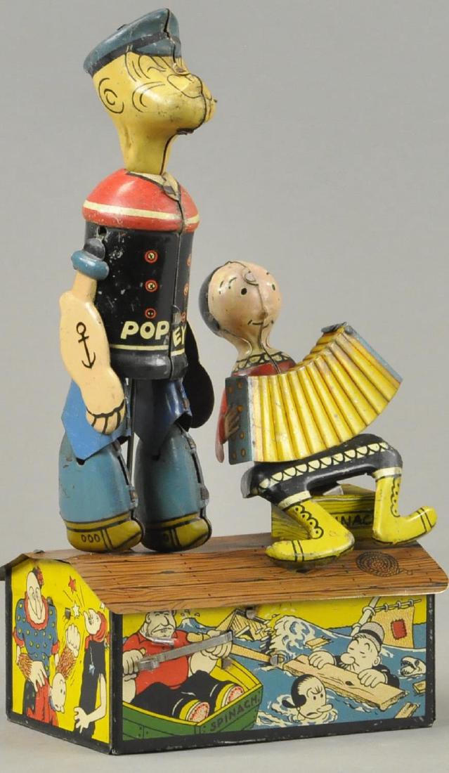 POPEYE AND OLIVE OYL JIGGER: 152. Bertoia BASICS Online: POPEYE AND OLIVE OYL JIGGER 9.5" h. Face of olive oyl repainted, otherwise All Original Condition.