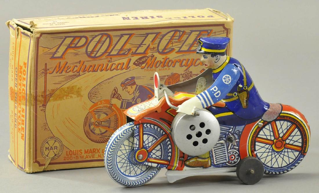 MARX MECHANICAL POLICE MOTORCYCLE W/ BOX (1 of 2)