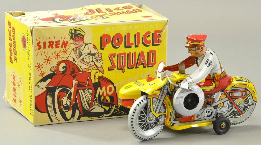 BOXED MARX POLICE SQUAD BIKE WITH SIDECAR (1 of 2)