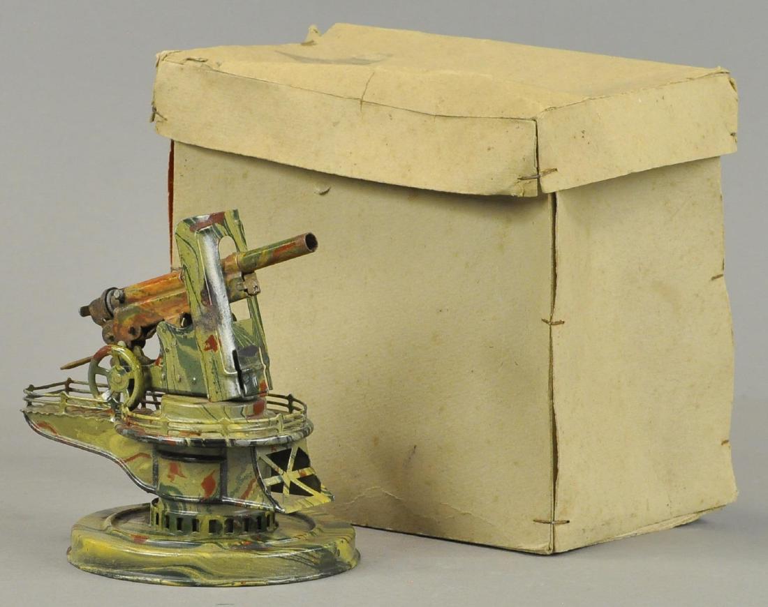 MARKLIN COASTAL DEFENSE GUN W/ CARDBOARD BOX: 4 1/2" h.