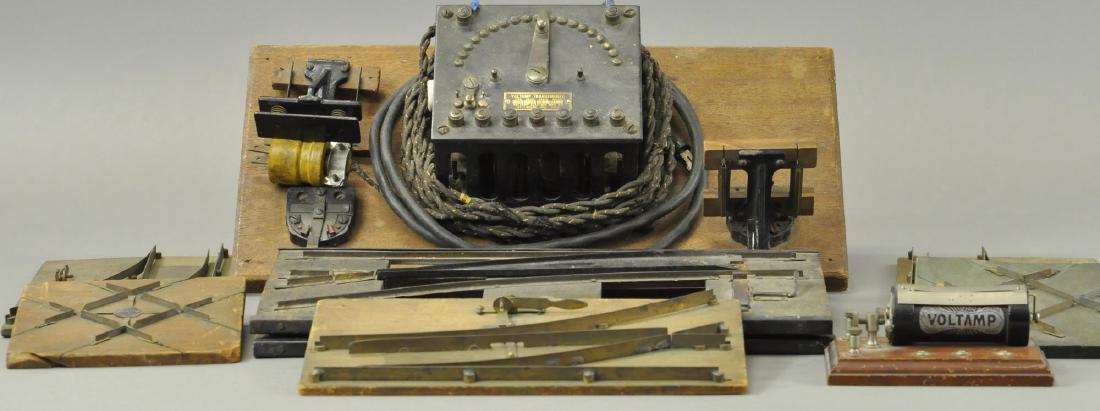 VOLTAMP ACCESSORIES LOT: 1908 Ruhmkoeff Induction coil, all original with Voltamps dog bone, Voltamp ZR transformer, early period 1907-1914, all original and complete with brass plate along with 2 switches for accessories, mo