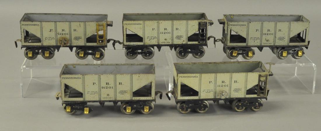 FIVE DORFAN HOPPER CARS: O gauge 5 1/2" l.