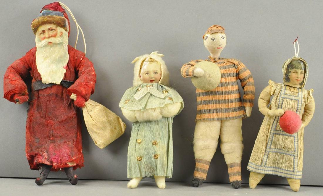 FOUR COTTON BATTING FIGURE ORNAMENTS (1 of 1)