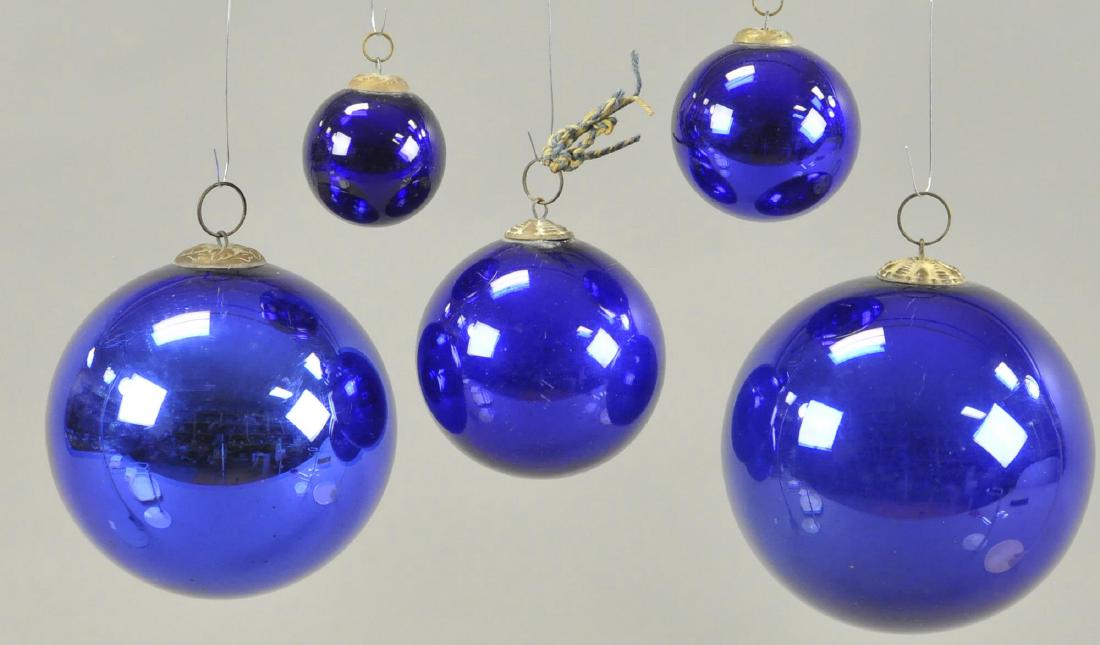 FIVE BLUE GERMAN KUGELS (1 of 2)