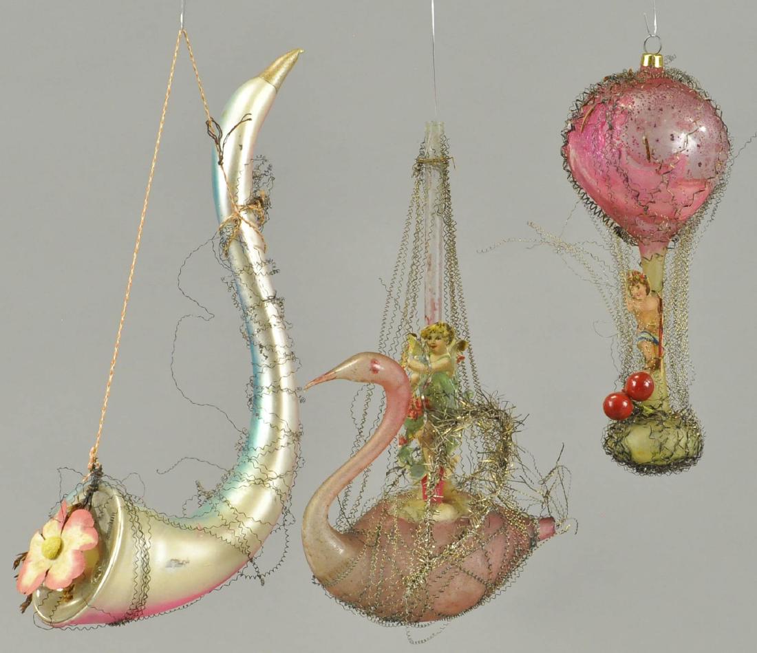 THREE WIRE WRAP GLASS ORNAMENTS (1 of 2)